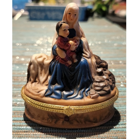 VINTAGE TRINITY BROADCASTING NETWORK TRINKET BOX MARY BABY JESUS MOTHER NATIVITY - Picture 1 of 4